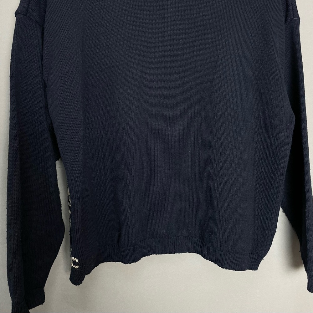 Vintage Cardigan Sweater Navy Blue Women Size Large Floral Eclectic Retro 90s‎ - Picture 6 of 15